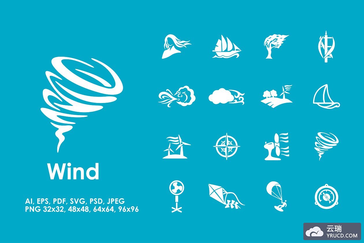 手机天气图标素材 16  wind icons