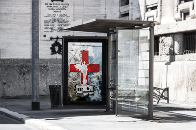 城市公交站高端广告设计展示样机[PSD]