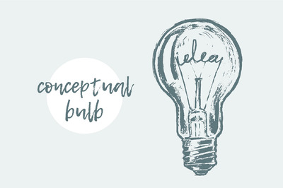 灯泡素描插画 Conceptual bulb