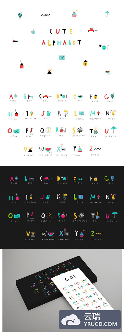可爱创意字母插画 Cute Alphabet