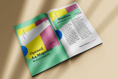 打开的杂志或画册设计展示样机模板下载[PSD]