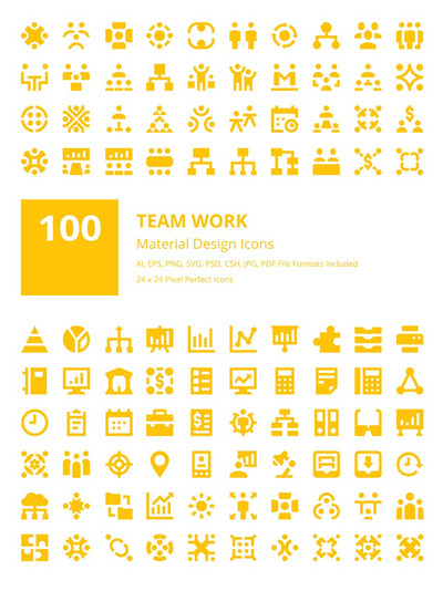 团队合作设计图标 100 Team Work Material Design Icons