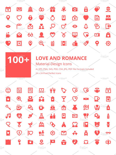 浪漫爱情图标素材 100+ Love and Romance Material Icons