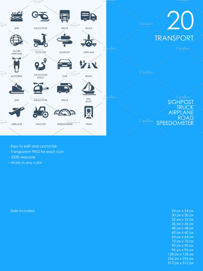 运输工具图标素材 Transport icons