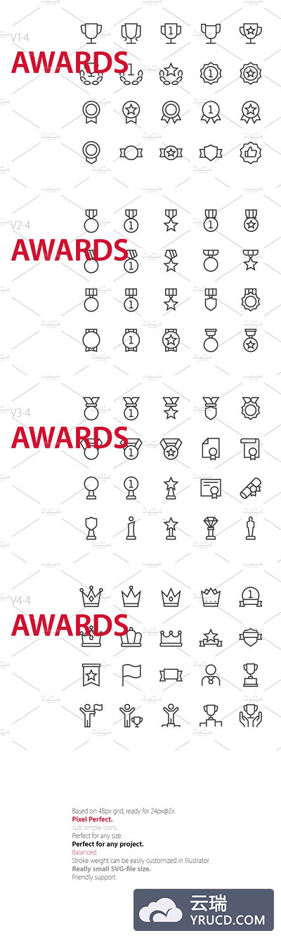 奖杯矢量图标素材 80 Awards UI icons