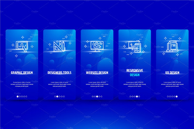 网页卡片设计模板 Design Metaphors on Blue Cards