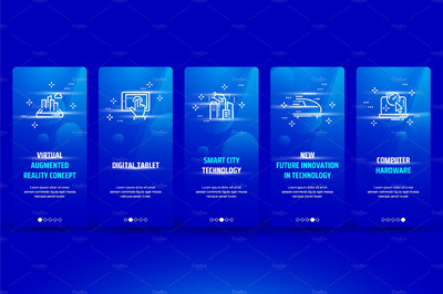 技术网站卡片模板 Technologies Metaphors on Blue Cards