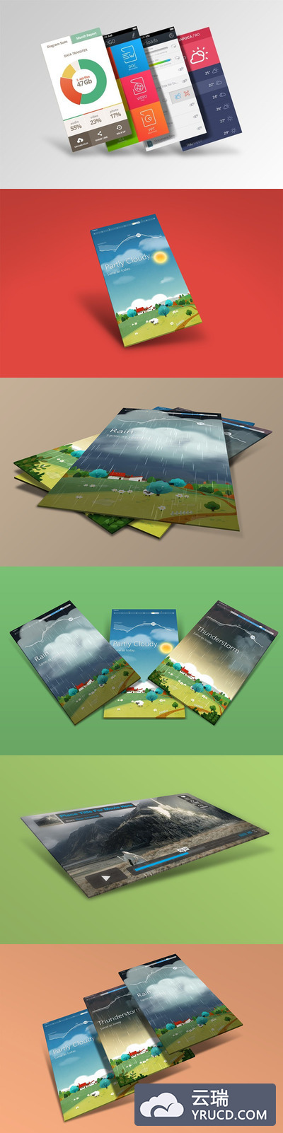 手机APP UI设计展示样机下载[PSD]