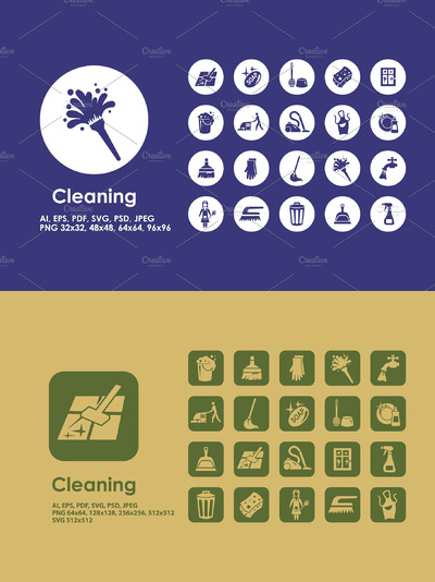 清洁工具图标素材 Cleaning icons
