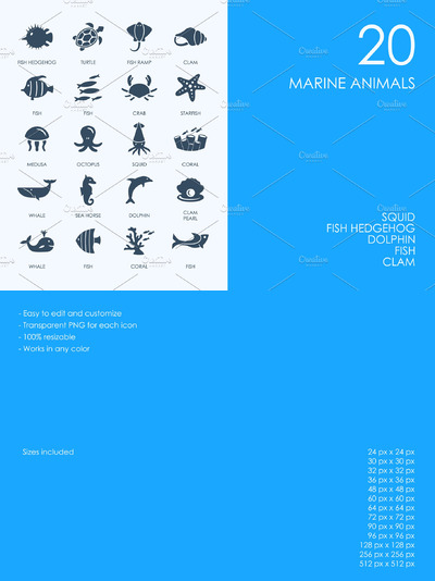 海洋动物图标素材 Marine animals icons