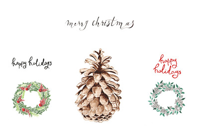 圣诞节元素插画 Christmas postcards