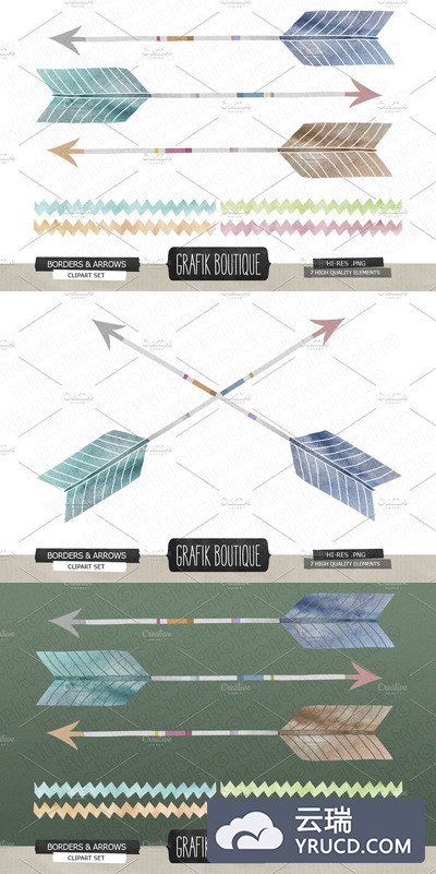 水彩部落箭头 Watercolor arrows chevron painted