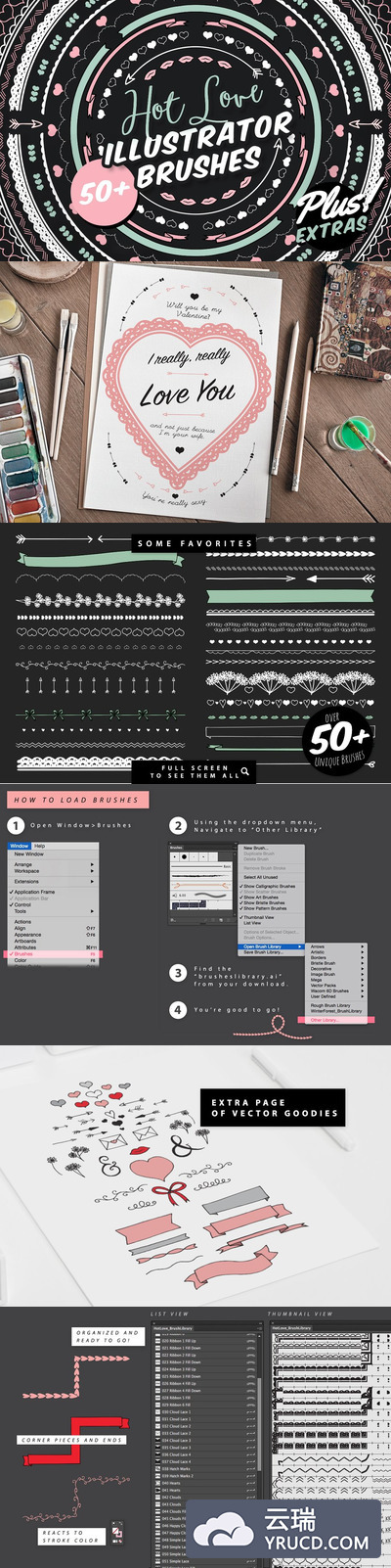 爱情爱心插画 Hot Love Illustrator Brushes