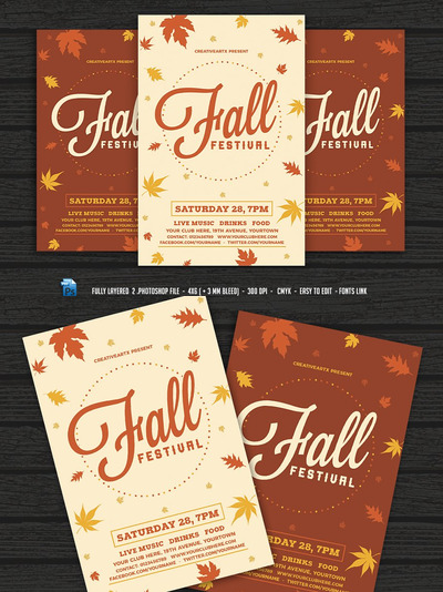 秋季海报模板下载 Fall Festival Flyer