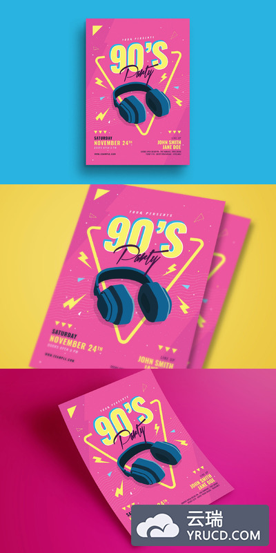 90后音乐海报模板下载 90'S Music Party