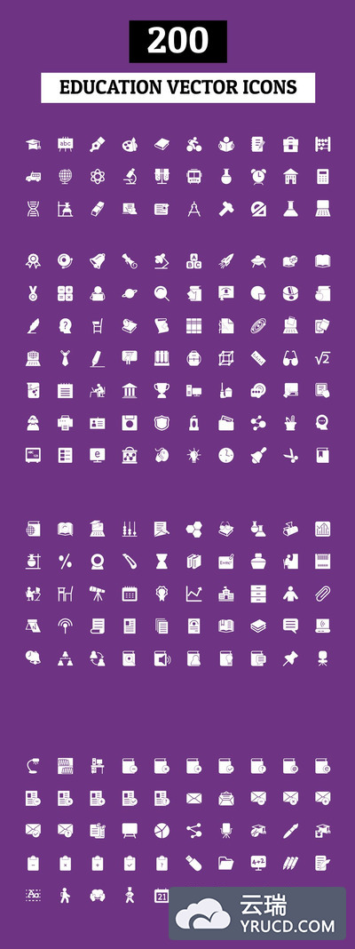 教育矢量图标素材 200 Education Vector Icons