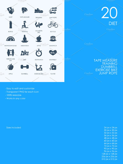 饮食的图标素材 Diet icons