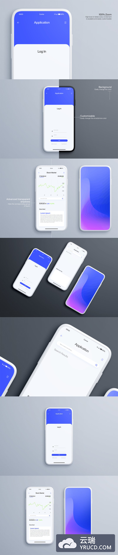 智能手机相关的APP UI设计展示案例样机下载[PSD]
