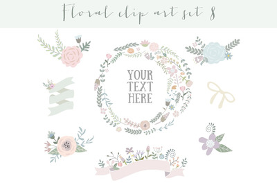 花卉矢量插画 Floral clipart set 8