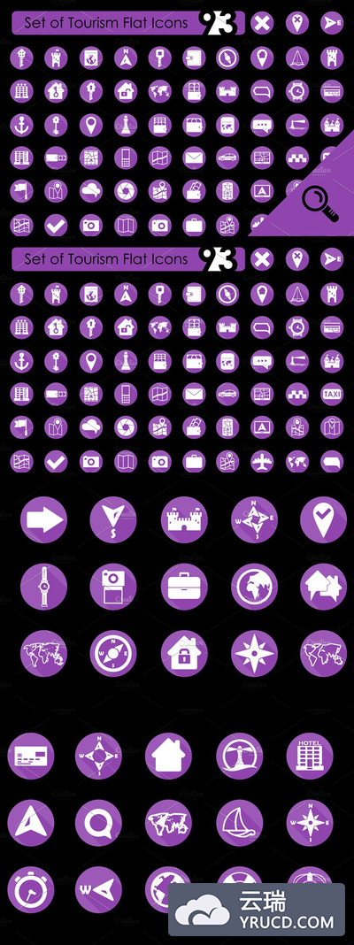 旅行图标素材 93 TOURISM flat icons