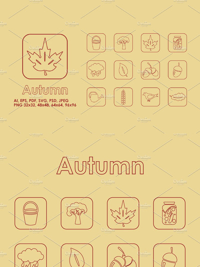 秋季图标素材 12 Autumn simple icons