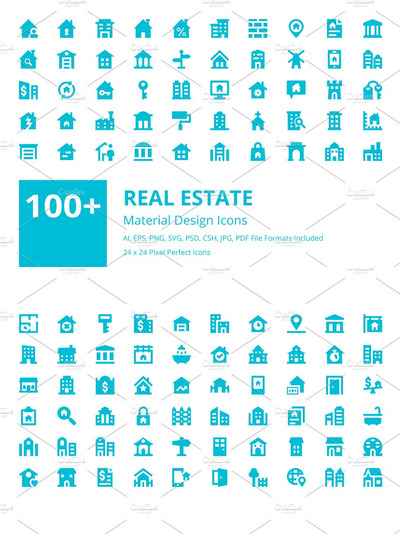 100+房地产材料图标 100+ Real Estate Material Icons
