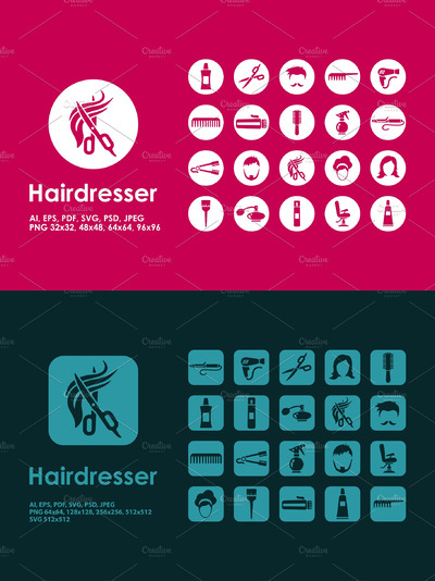理发店发型图标素材 Hairdresser icons