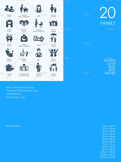 家庭图标素材 Family icons