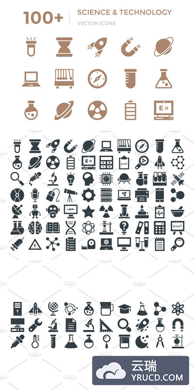 科学技术图标素材 100+ Science and Technology Icons