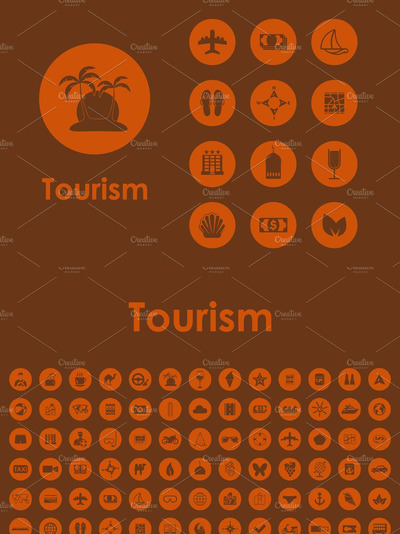 旅行图标素材 Set of tourism simple icons