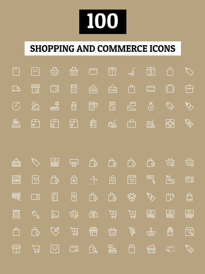 购物和商业图标素材 100 Shopping and Commerce Icons