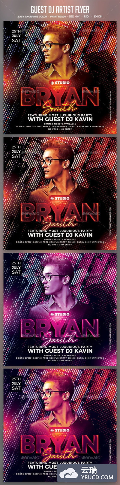 嘉宾DJ音乐派对活动邀请传单模板