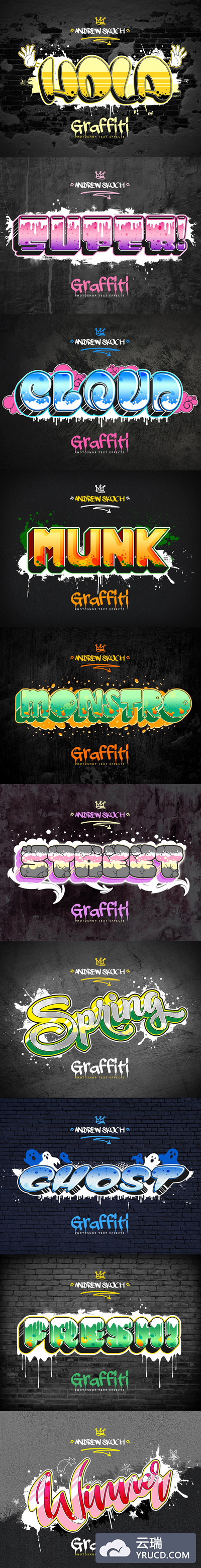 字体标题3D酷炫效果设计PS图层样式下载[PSD,ASL]