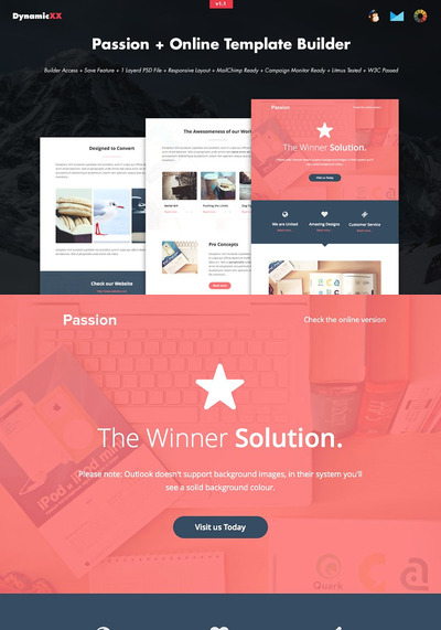 在线邮件模板 Passion + Online Template Builder