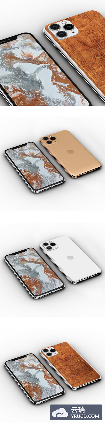 正反面的 iPhone 11 Pro 手机APPUI设计展示样机下载[PSD]