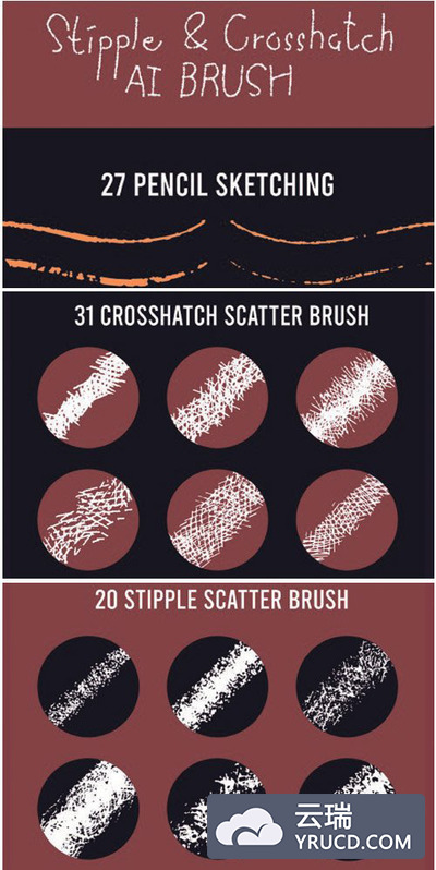 铅笔点画&交叉线AI画笔下载