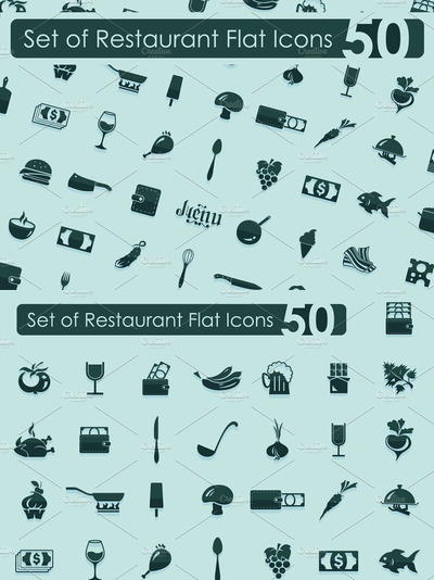 餐厅图标素材 Set of restaurant icons