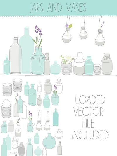 罐子和花瓶插画图表 Jars and Vases Clip Art