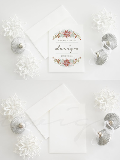 假日元素卡片 Holiday Card Mockup | portrait