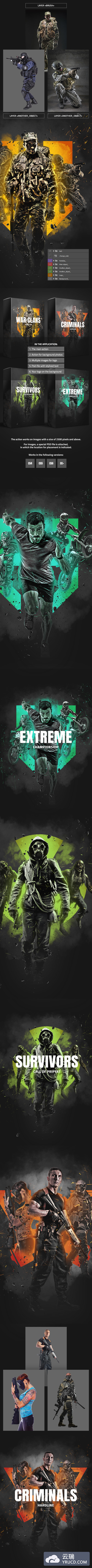 战争游戏军事电影效果照片处理ps动作下载