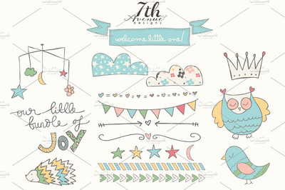 卡通婴儿插画素材 Welcome Little One