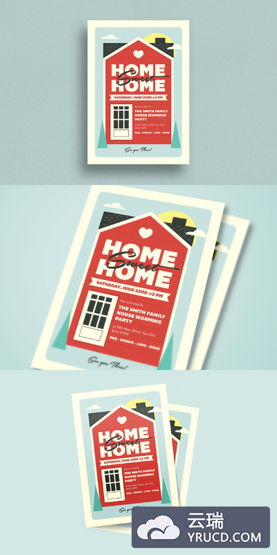 活动邀请函模板 House Warming Event Invitation
