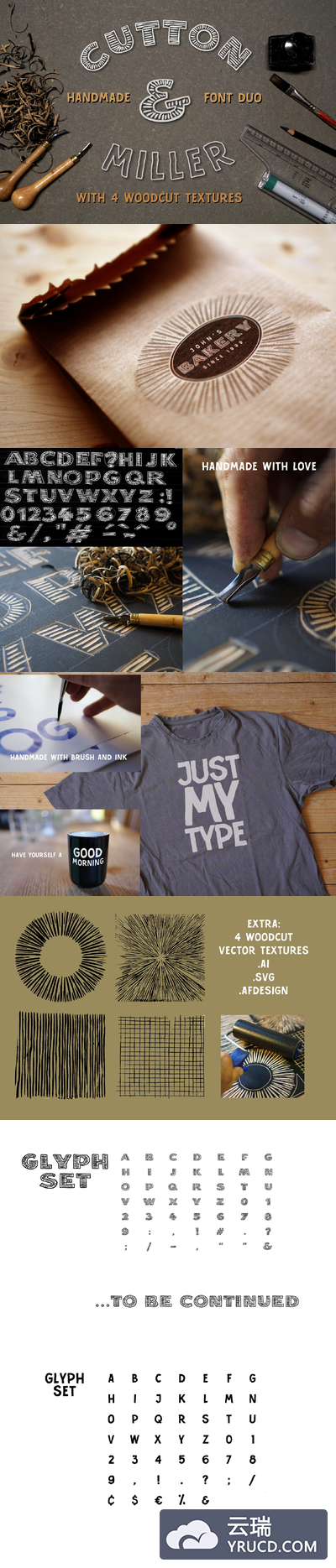 可爱的复古字体 Cutton & Miller Font Duo