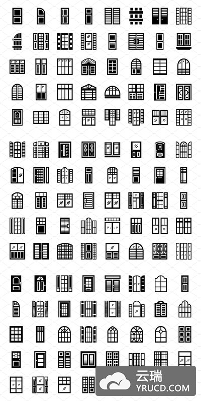 门窗图标素材 120 Plantation Shutters Vector Icons