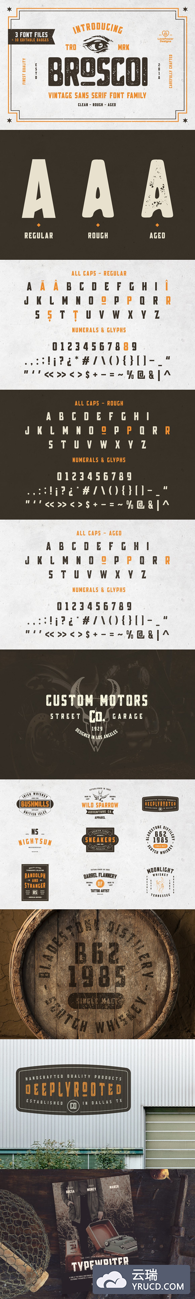 经典复古字体 Broscoi - Vintage Font Family