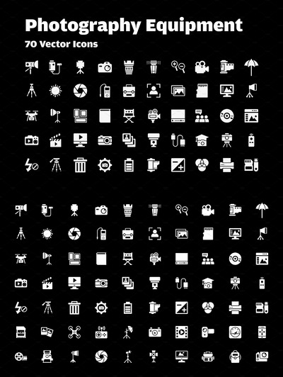 摄影相关的图标素材 70 Photography Vector Icons