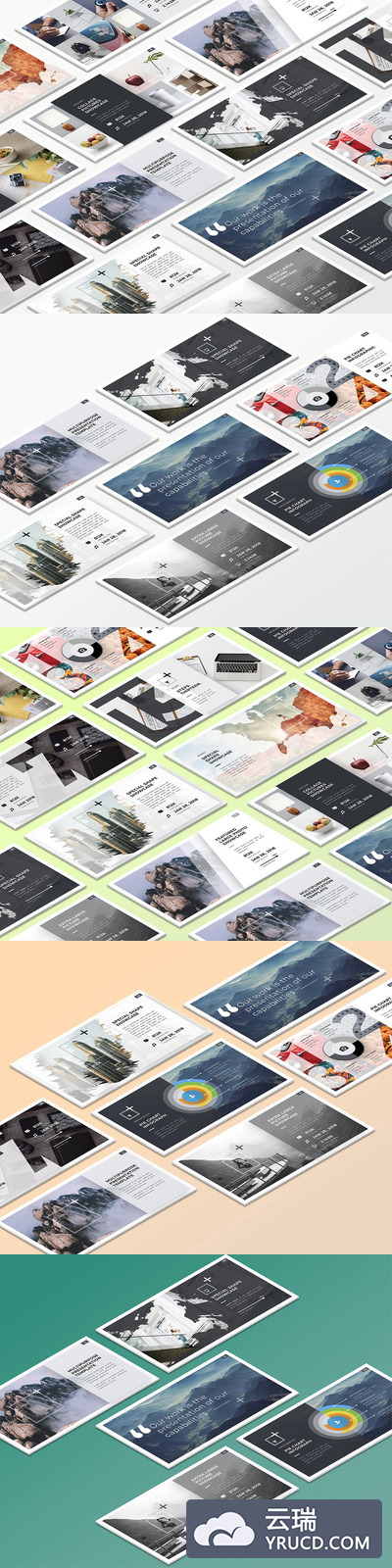 左边2.5D视角的电脑桌面 平面设计或PPT设计套装展示样机 V01