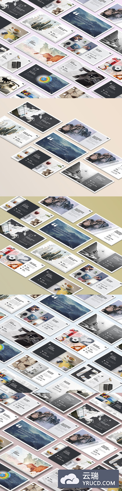 右边2.5D视角的电脑桌面 平面设计或PPT设计套装展示样机 V02