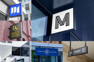 logo店铺店招设计悬挂标牌样机下载