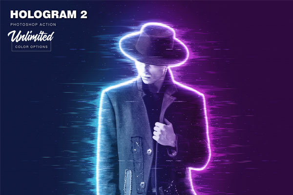 全息毛刺效果照片后期处理ps动作